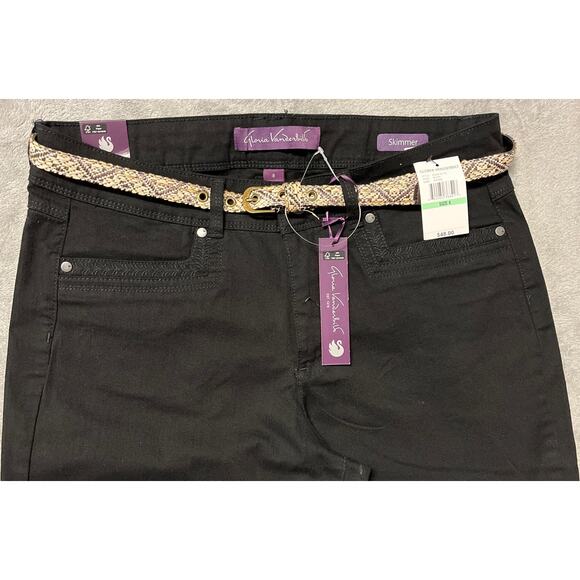 Gloria Vanderbilt Black Skimmer Capri Jeans w/Belt Size 8 NWT - Picture 3 of 3